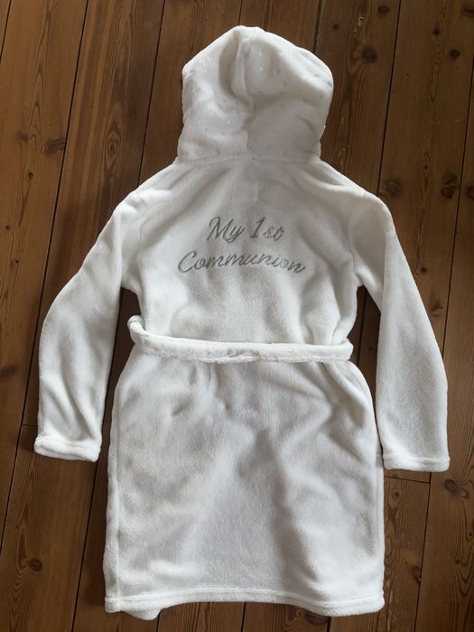 Biały szlafrok 158 dla dziewczynki pierwsza komunia