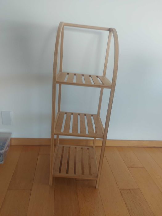 Prateleira de bambu arqueada com 3 níveis 110,5x37x35cm