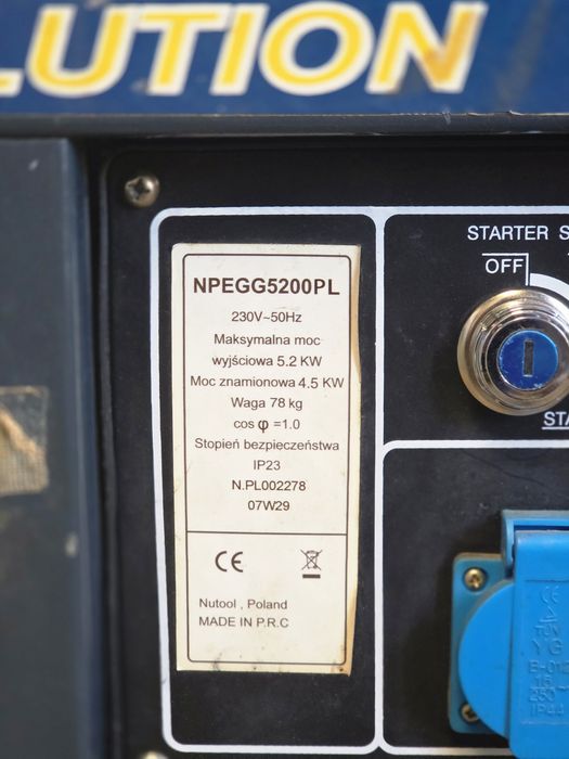 Gerador Monofásico Nutool NPEGG5200, arranque a comando, manual e à chave