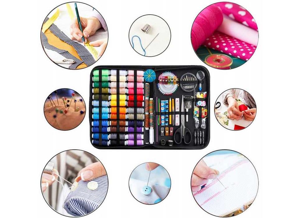 Duży Profesjonalny Zestaw Krawiecki do Szycia Nici Igły 226el. Prezent