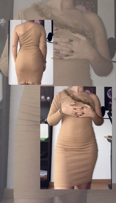 Vestido simples com pêlo tamanho S