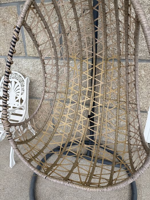 Cadeira Suspensa / Baloiço Ovo em Rattan – Estilo Boho Jardim ou Interior