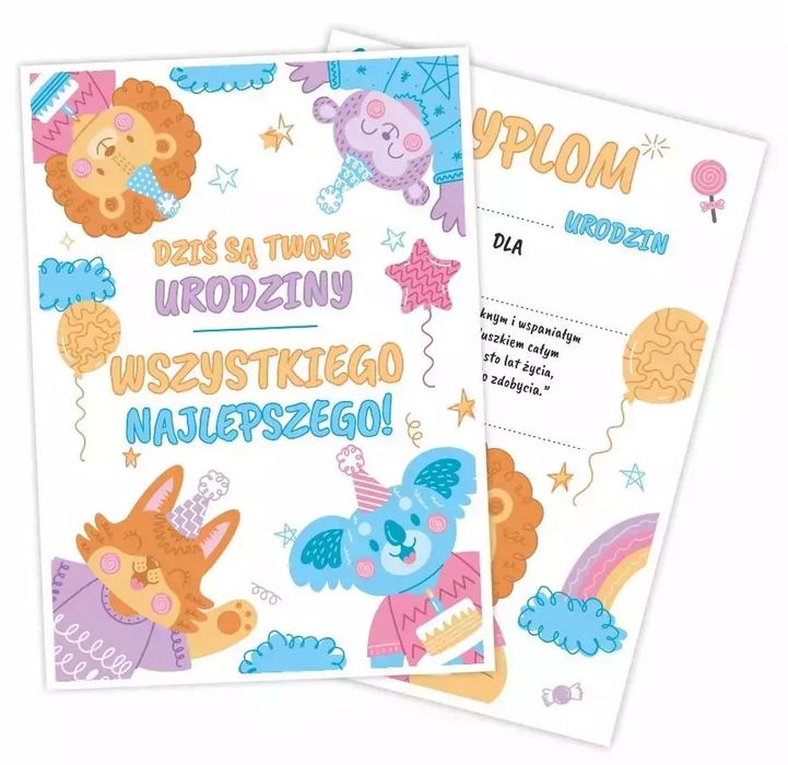 Dyplom A5 urodzinowy dwustronny 5szt. Nowy Produkt