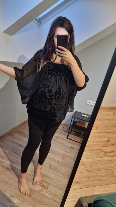 Elegancka ciążowa bluzka welur szyfonowa ciążowa koszula h&m