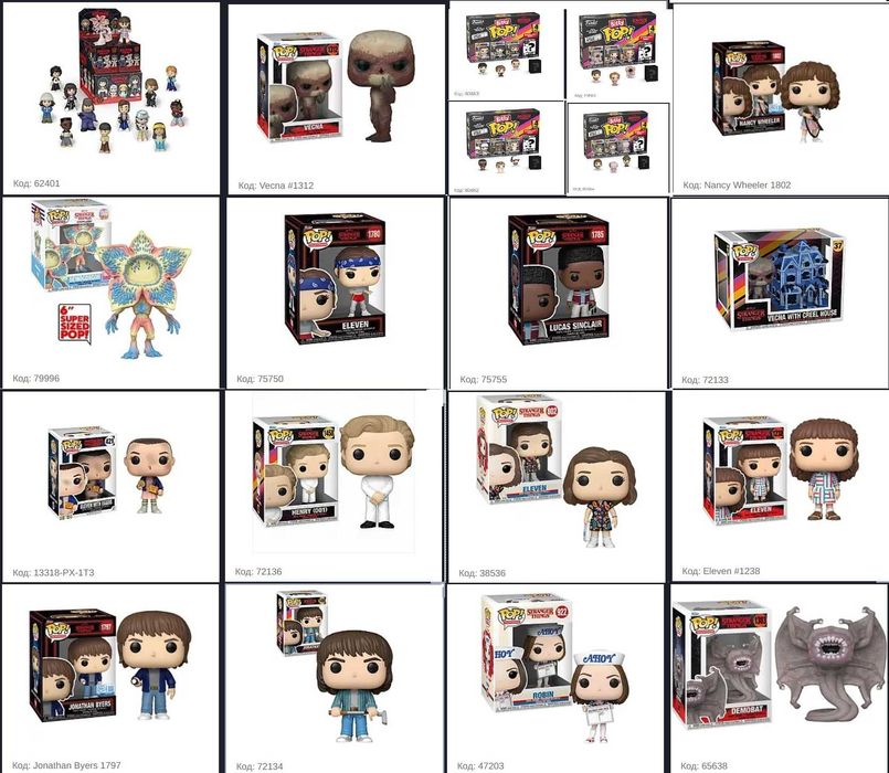 Фігурки Funko Фанко по серіалам Bridgerton, Strange things, Lust of Us