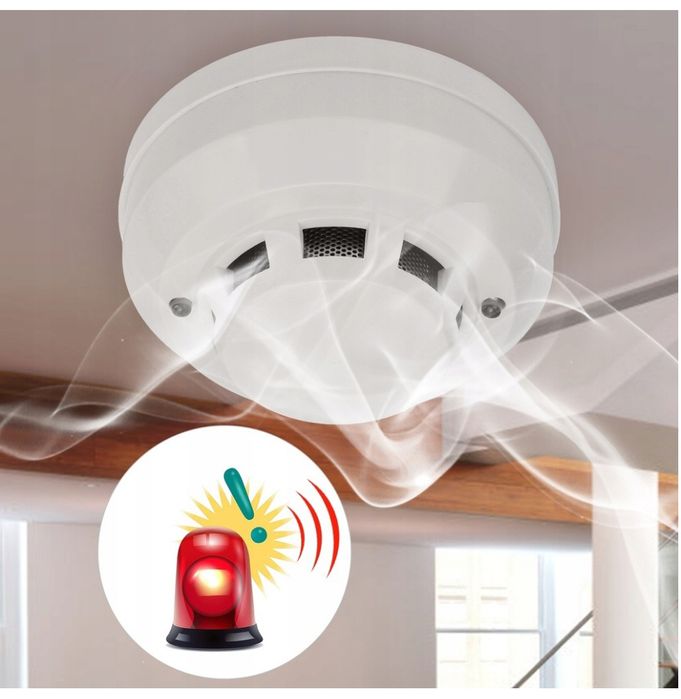 Przewodowy CZUJNIK DYMU, CZUJKA, DETEKTOR ognia. Nowe - 2 szt.