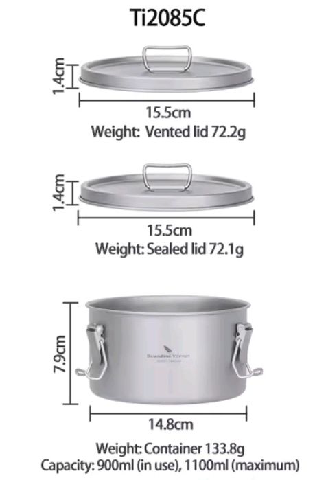 Титанова Кастрюля Ланчбокс Boundless Voyage  900мл
