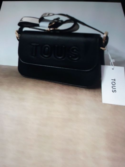 Bolsa tiracolo Preta tous alça ajustável com logotipo tous