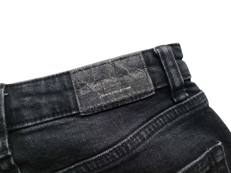 Ciemne szare jeansy 36,S Bershka Mom slim high waist wysoki stan