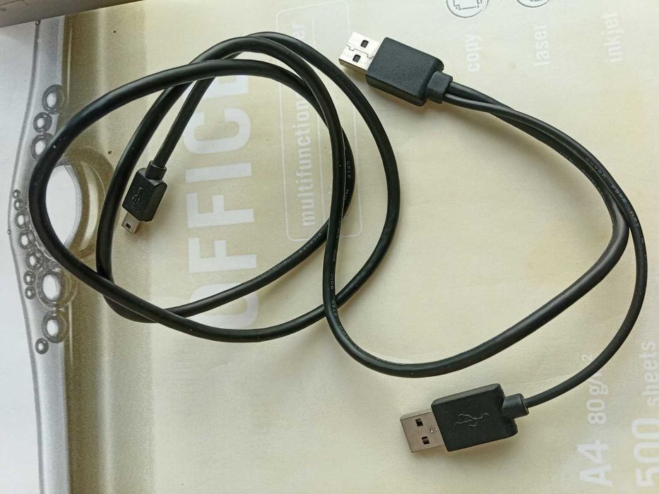 Kabel USB typu A x2 (dodatkowe zasilanie USB) na USB mini (nie-micro)