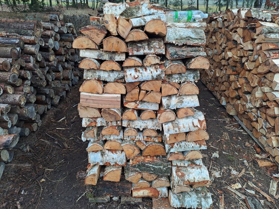 Drewno prosto z lasu i połupane