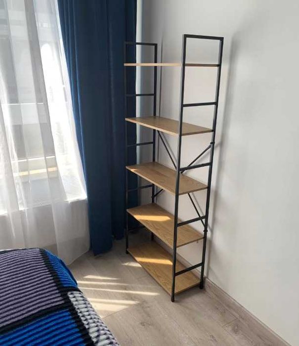 Regał na Książki 5 Półek 146x60x30cm | Półki Meble Półka Loft Metal Salon | Szafka Industrialna Dąb Czarny Stojąca Biuro Nowoczesna Nowy FV23%