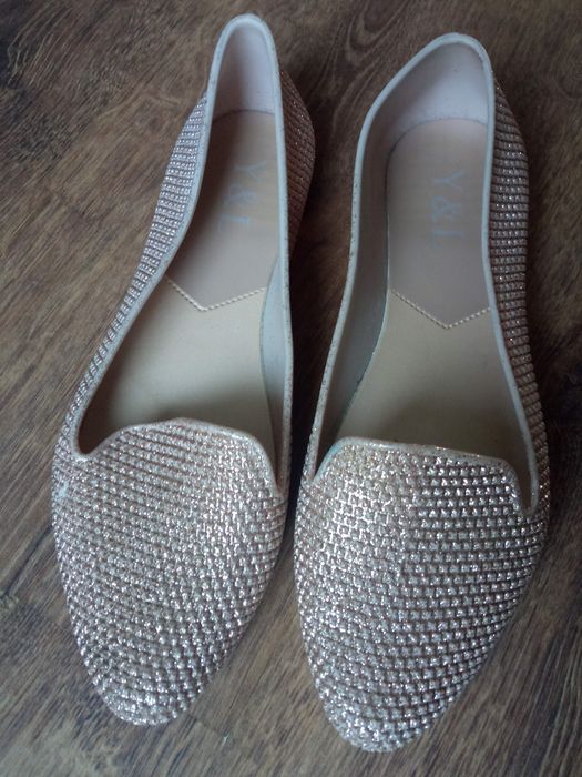 Półbuty, baleriny, gumowe złote r. 36/36,5