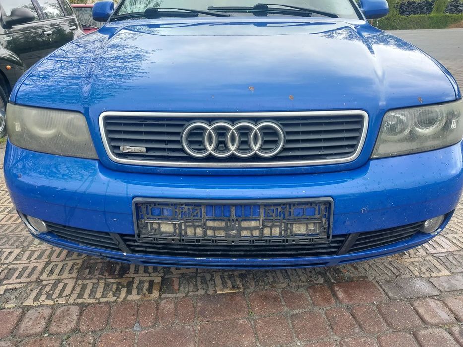Przód Kompletny Audi A4 B5 Lift FL kolor LZ5M maska zderzak grill atrapa chłodnica wzmocnienie pas przedni halogen błotnik KOMPLET do założenia po dzwonie