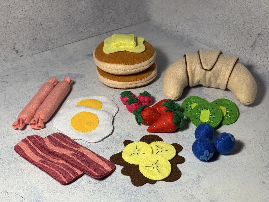 Набір сніданок для гри в ресторан Фрути з фетру , овочі з фетру