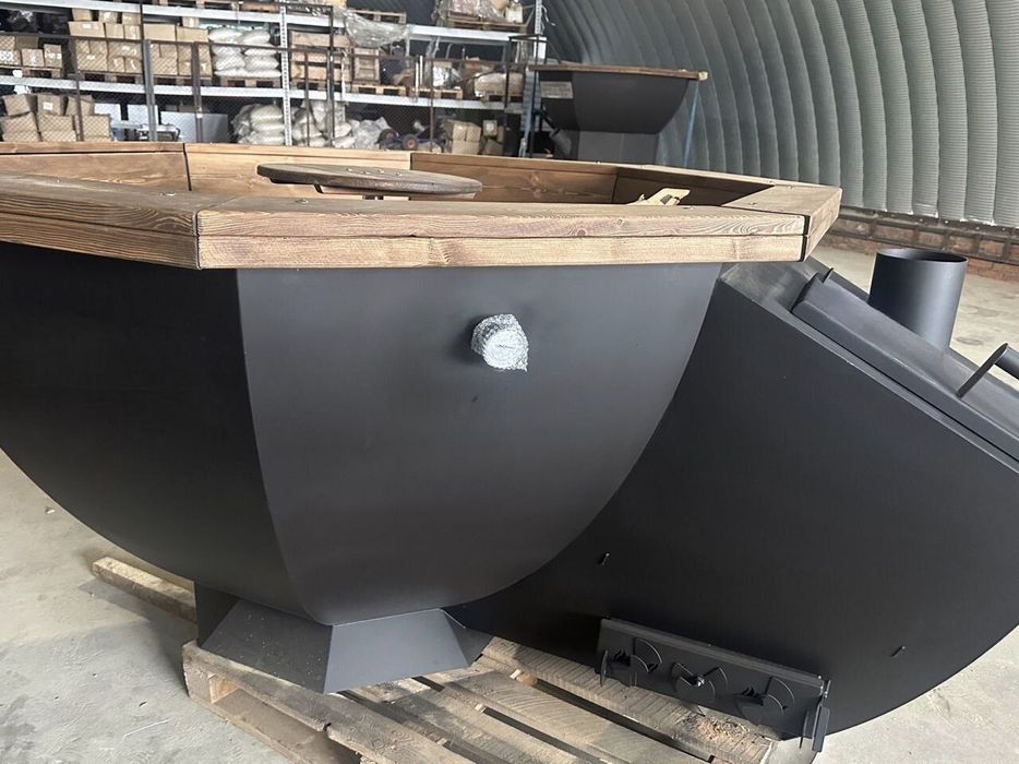 Банный чан c боковoй печкoй , водяная рубашкa, 9 теплoобмeнникoв.