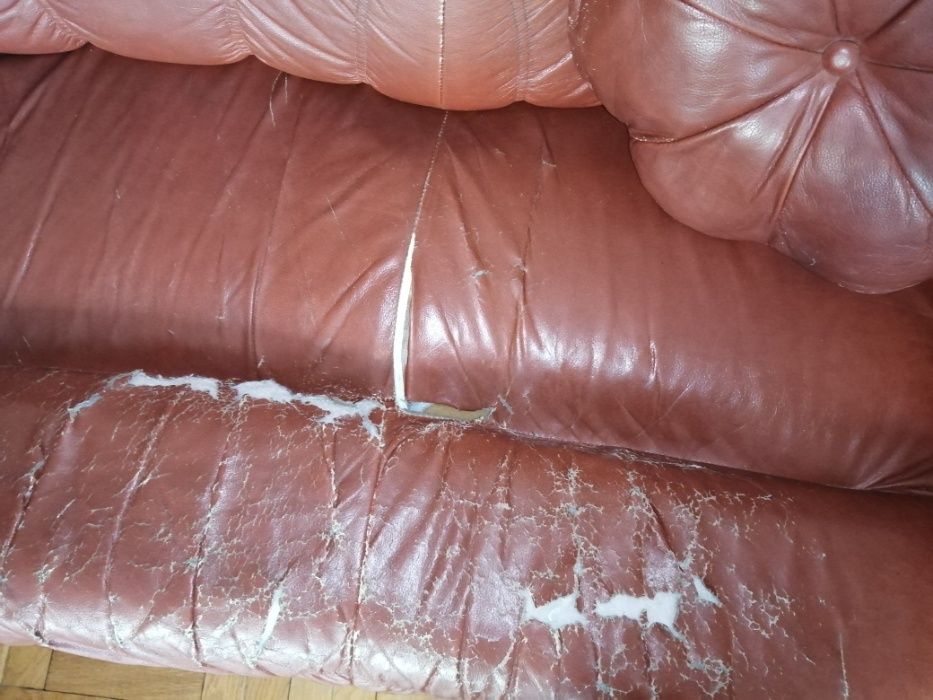 Skórzany zestaw wypoczynkowy sofa + 2 fotele