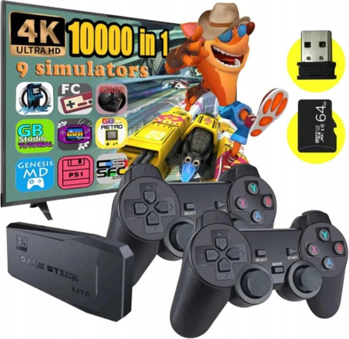 Gra telewizyjna konsola gry video pistolet 2 pady bezprzewodowe bluetooth ps1 pegasus NES Gameboy i inne