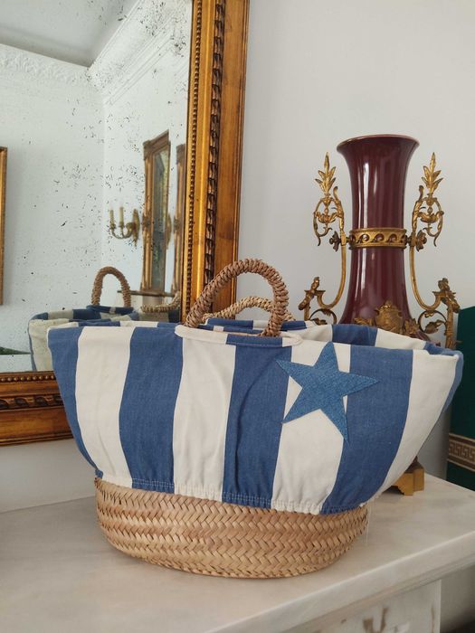 Cesta em palma Costa Nova Azul