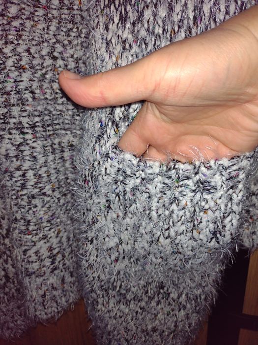 Sweter długi włochacz rozpinany kieszonki XXL