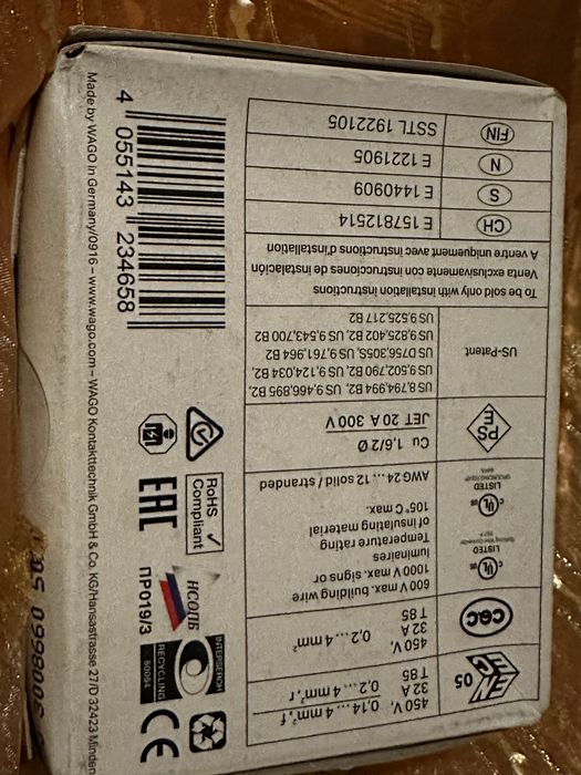 Клема швидкого монтажу Wago 221 -415 оригінал 100 %