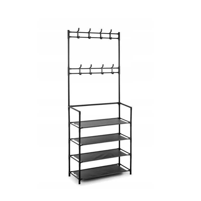 Wieszak Na Ubrania Buty Stojak Metalowy Czarny Haczyki Loft Garderoba