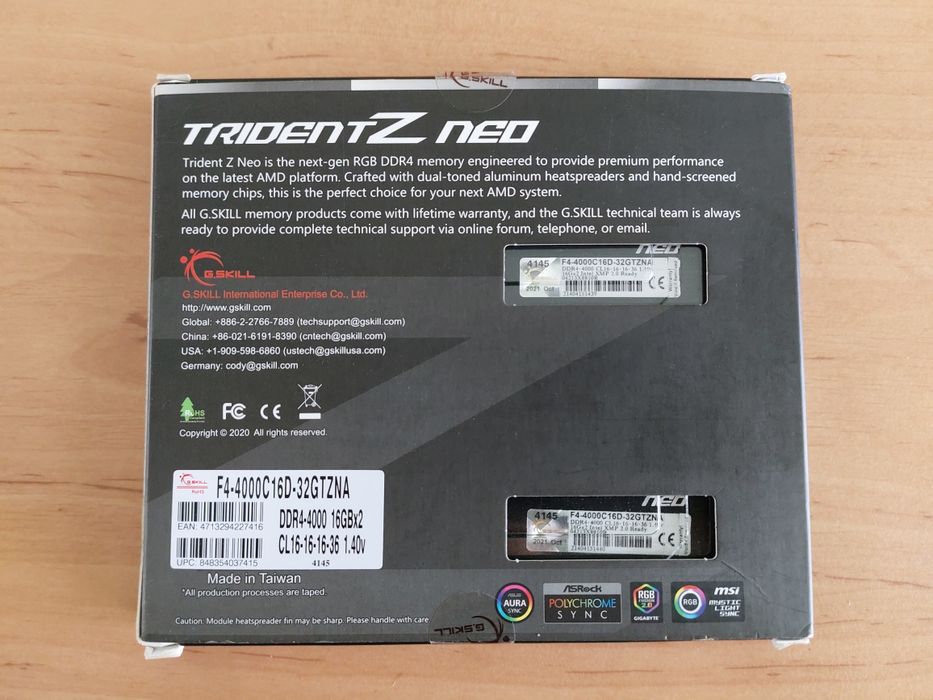 Комплект DDR4 4000, 32Gb (16-16-16-36)