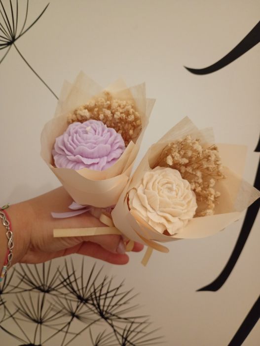 Mini bukiet z jedną świeca - podziękowanie