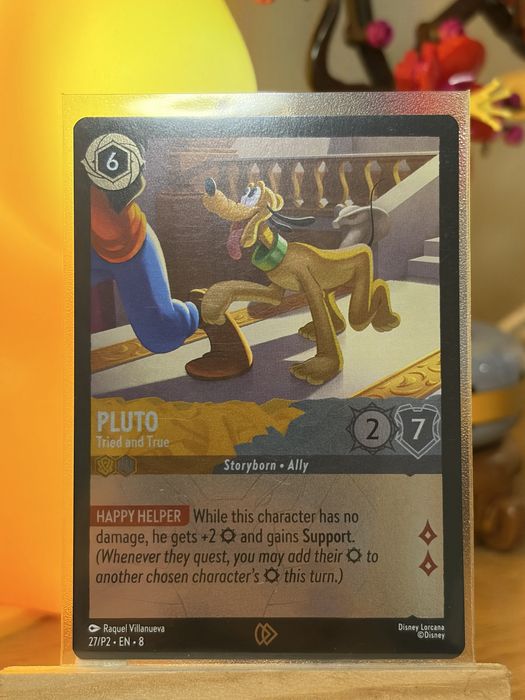 Holo Promo karta Lorcana- Pluto- Tried and True, Promos year 2 Disney Ravensburger