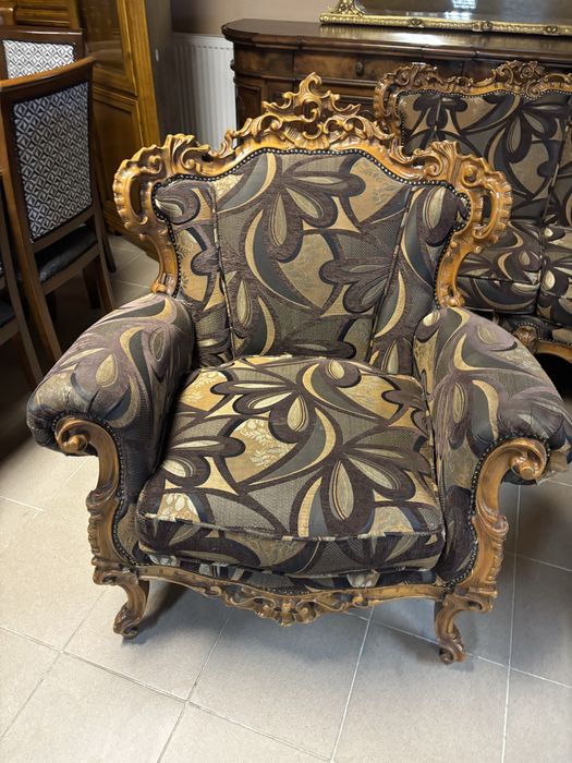 Włoski Stylowy Komplet Wypoczynkowy Sofa 2 Fotele Meble Stylowe Italy