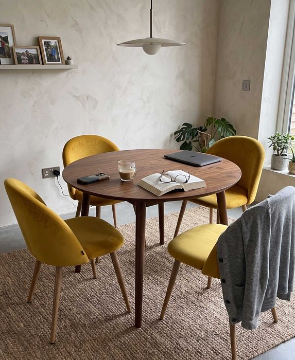 Conjunto de Cadeiras de Veludo Amarelo Mostarda
