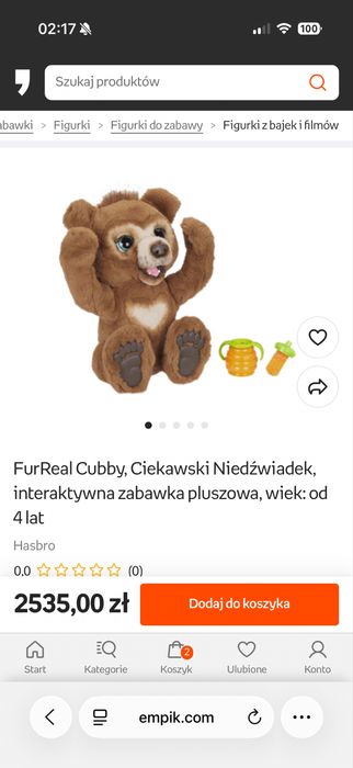 Miś Hasbro interaktywna zabawka niedźwiadek