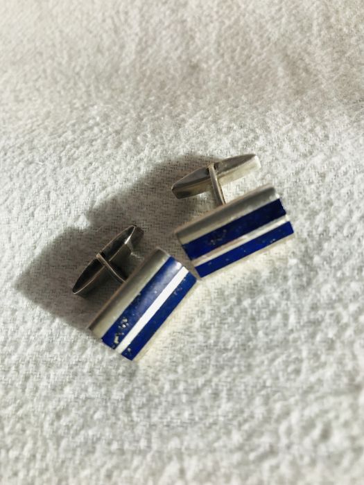 Srebrne spinki z lapis lazuri