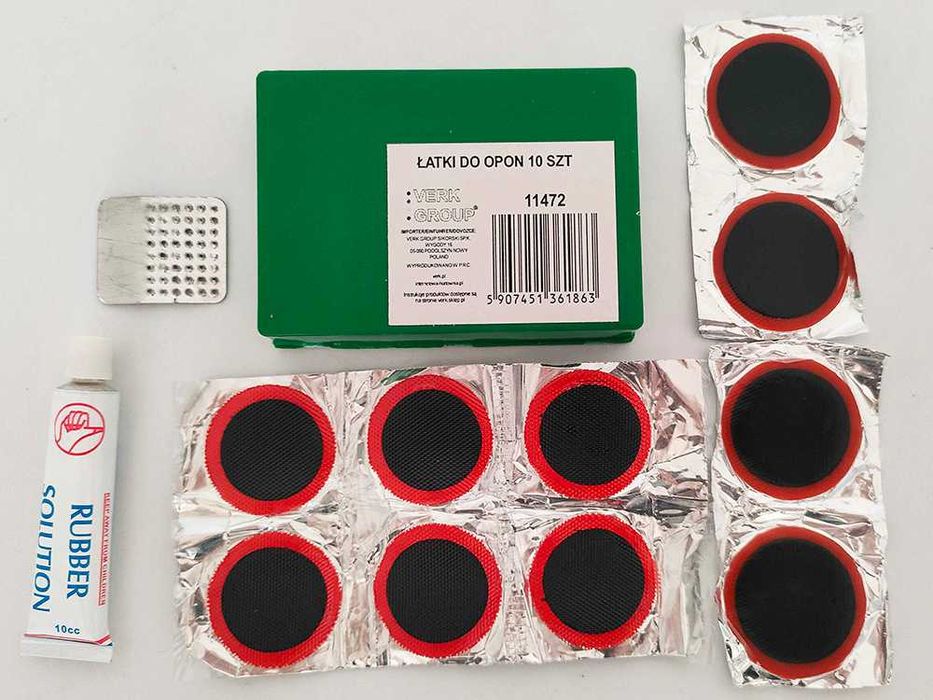 Zestaw naprawczy do opon rowerowy łatki klej wielorazowy do dętek