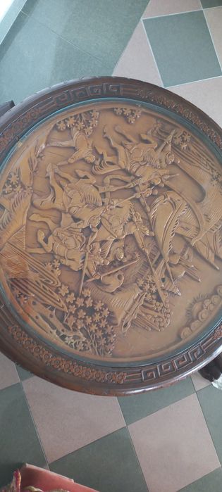 Mesa madeira trabalhada motivos japão