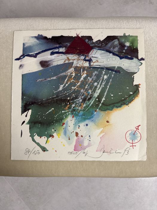 Stara litografia Edmond Dembinski "Hello" sygnowana limitowana