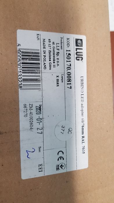 LUG Urbino LED adapter redukcja 60/76mm RAL 7035 NOWE!