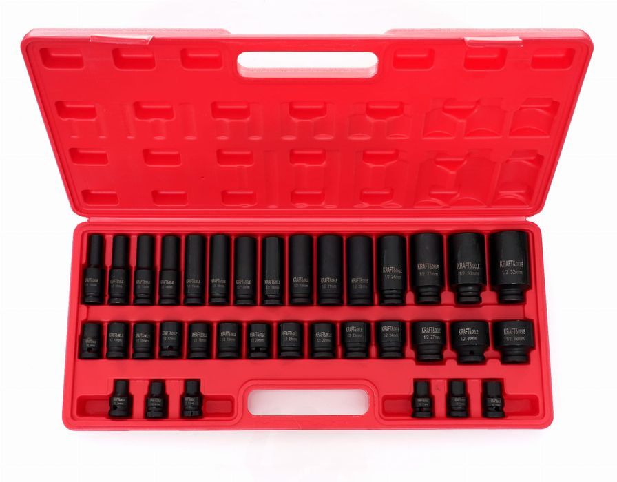 Nasadki Udarowe Zestaw Nasadek Udarowych Klucze 1/2" 8-32Mm 6Kąt 35