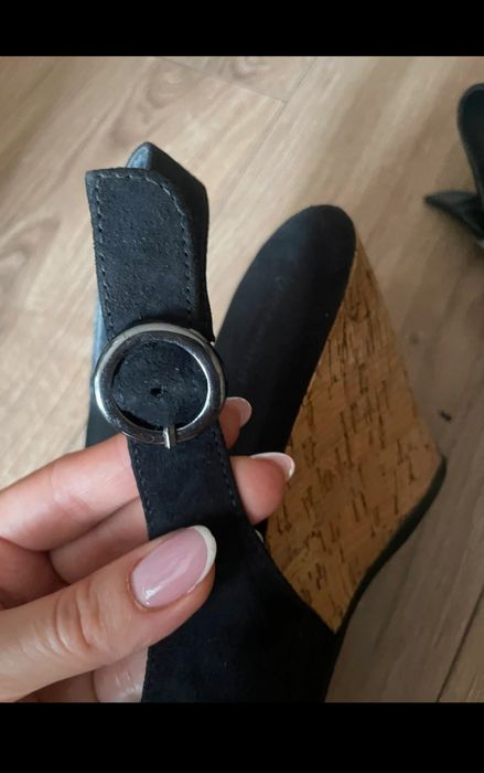 Granatowe koturny na korku roz 40/41 Graceland