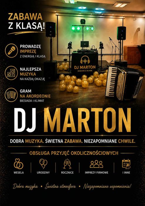 DJ-oprawa muzyczna przyjęć okolicznościowych.