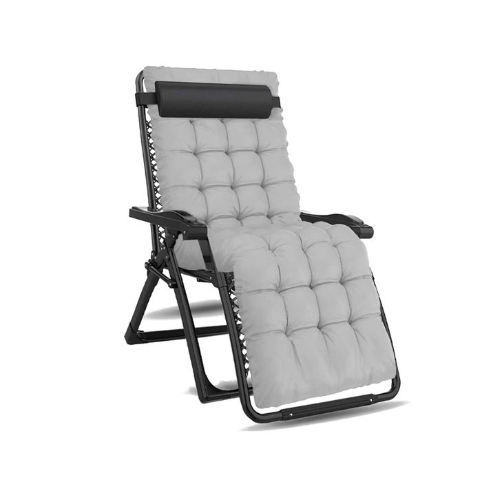 Leżak Składany Zero Gravity czarny ogrodowy lekki z poduszką regulacją