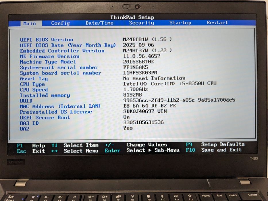 Lenovo ThinkPad T480