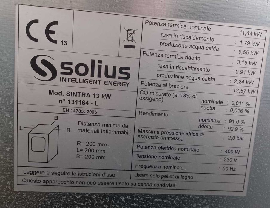 Caldeira a Pellets Solius Sintra 13 kW