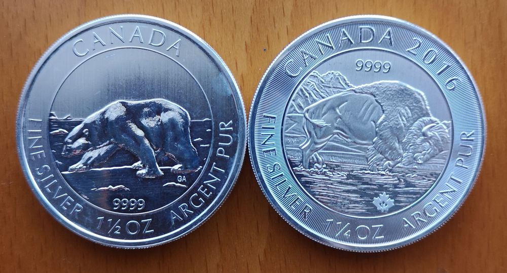 moedas prata 1,5oz e 1,25oz Canadá (#2)
