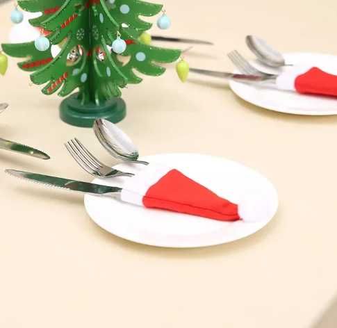 Mini Czapeczki Świętego Mikołaja 10 szt. Ozdoby na Sztućce