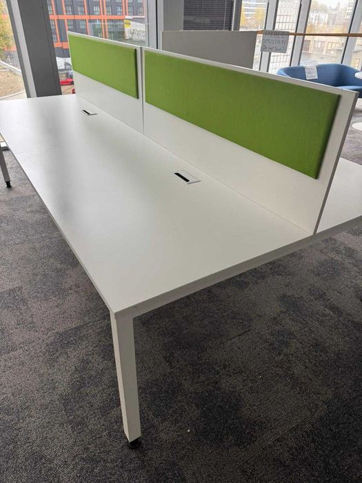 Biurko czterostanowiskowe białe 140x80 biurka bench biuro dom hotel