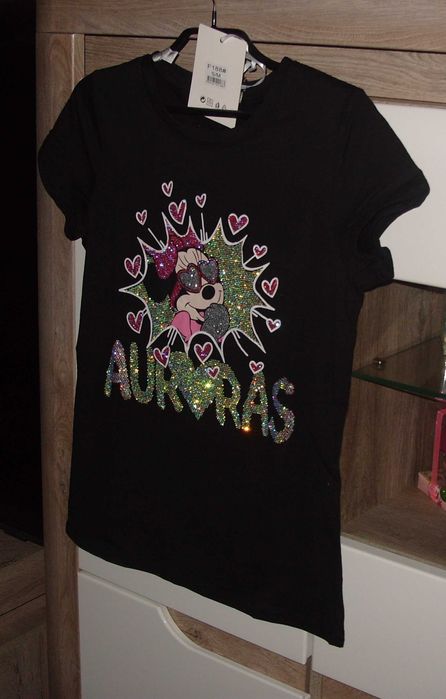 Serca _MIKI_HOLO cyrkonie czarna bluzeczka r. S/M