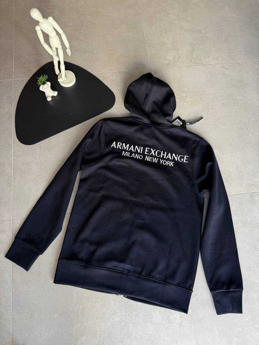 Чоловіча мужская  Зіп худі  кофта зіпка armani excnange зіп худі армані вишете лого