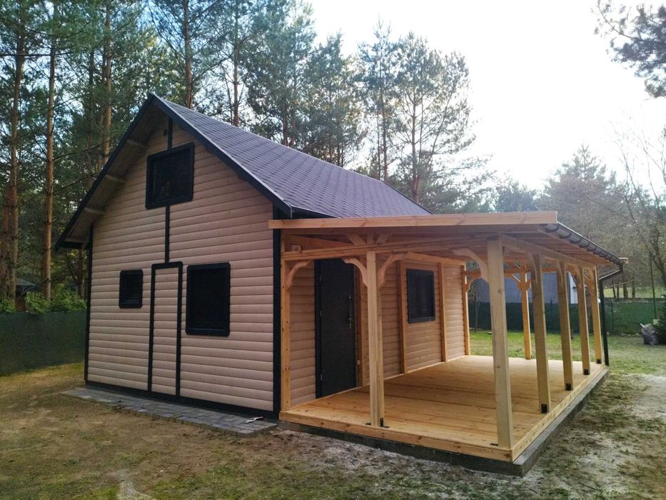 domek drewniany,wym.5mx7m, letniskowy,poddasze,drewniany,szkieletowy