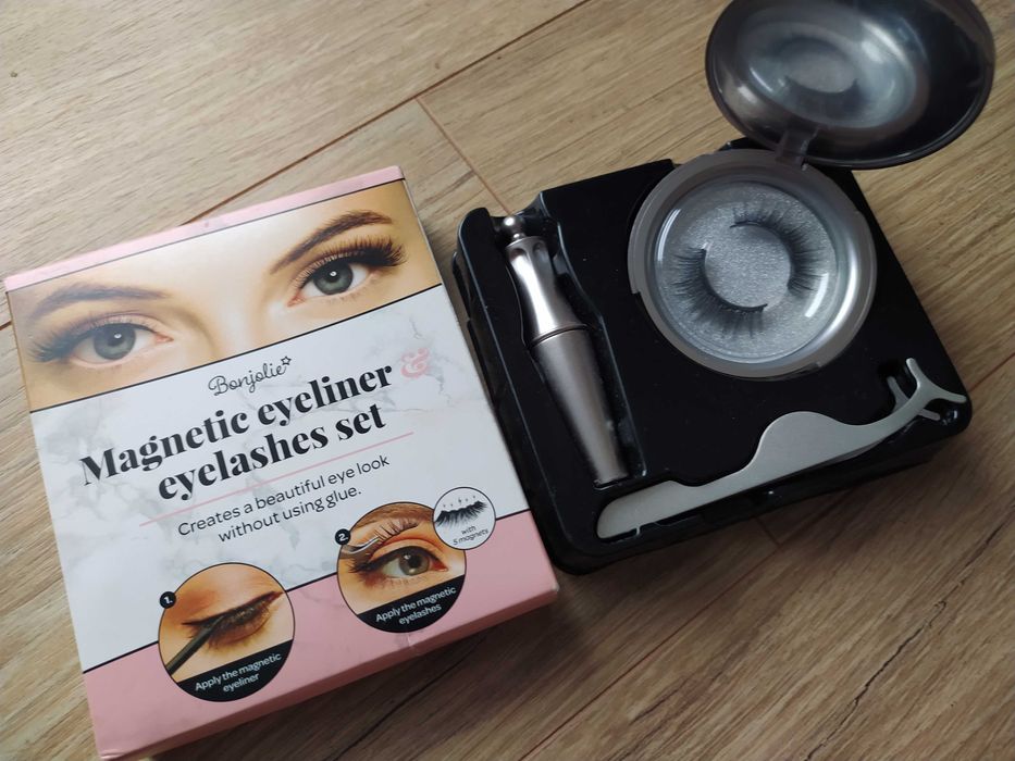 Zestaw rzęsy magnetyczne eyeliner pudełko z lusterkiem pęseta